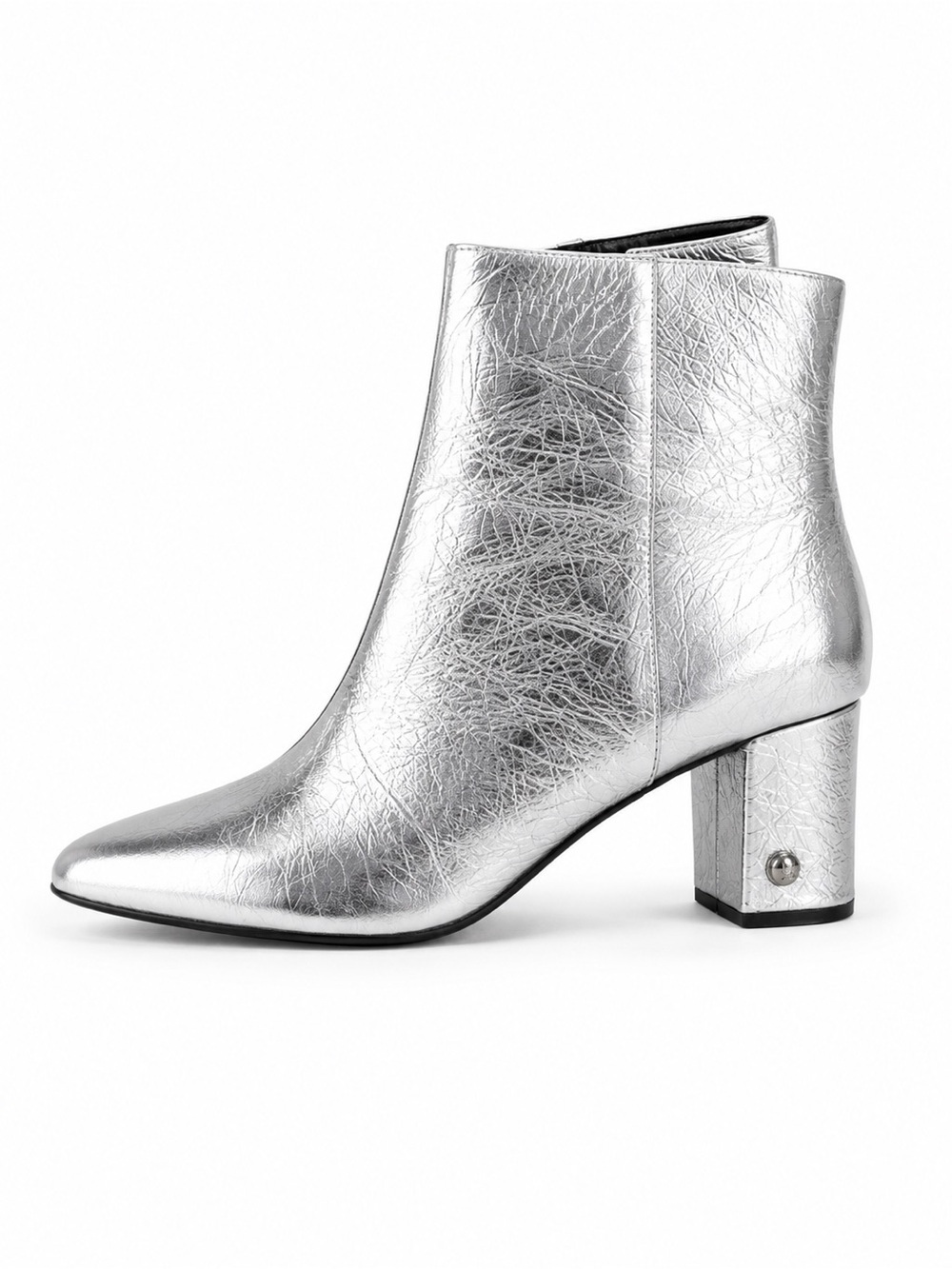 Kurt Geiger London Burlington metallic silver leather ankle boots size EU 40.5